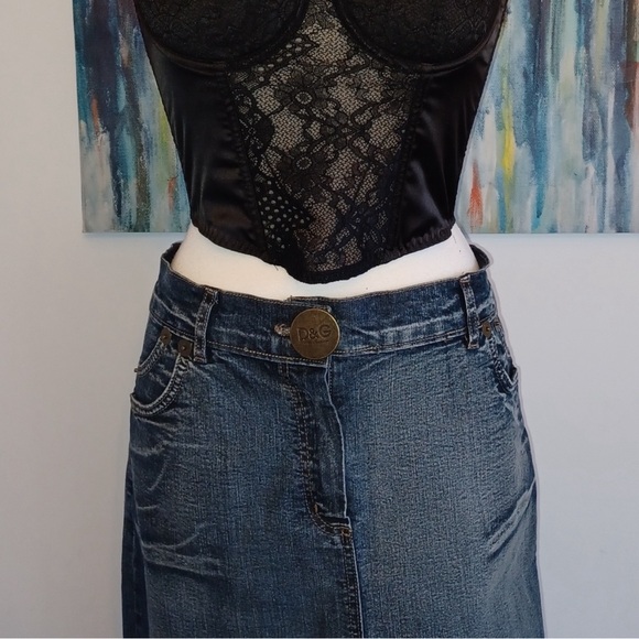 EU44 fits like a 12, Dolce & Gabbana Denim Maxi Skirt w/ Back Slit 100% Cotton - Picture 4 of 14